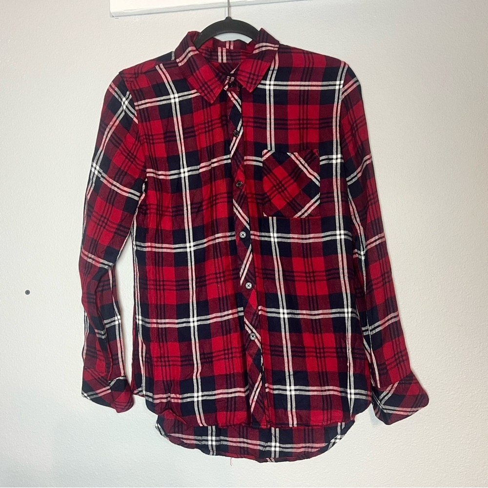 Rails Hunter Plaid Button Up Shirt Cherry Navy White Size XS Soft - Picture 4 of 12